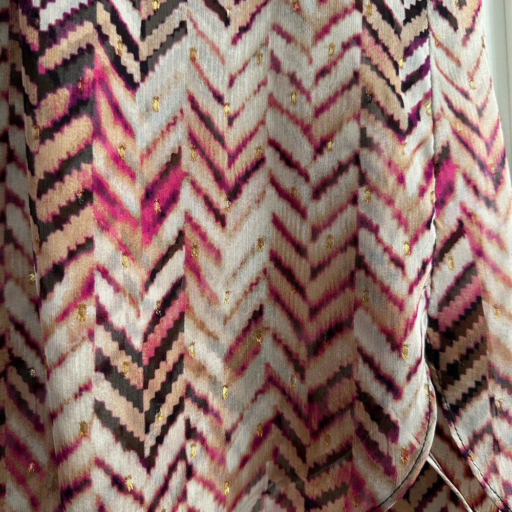 White House Black Market Chevron Tie Neck Blouse Size 0 Sleeveless Multicolor - Picture 4 of 8